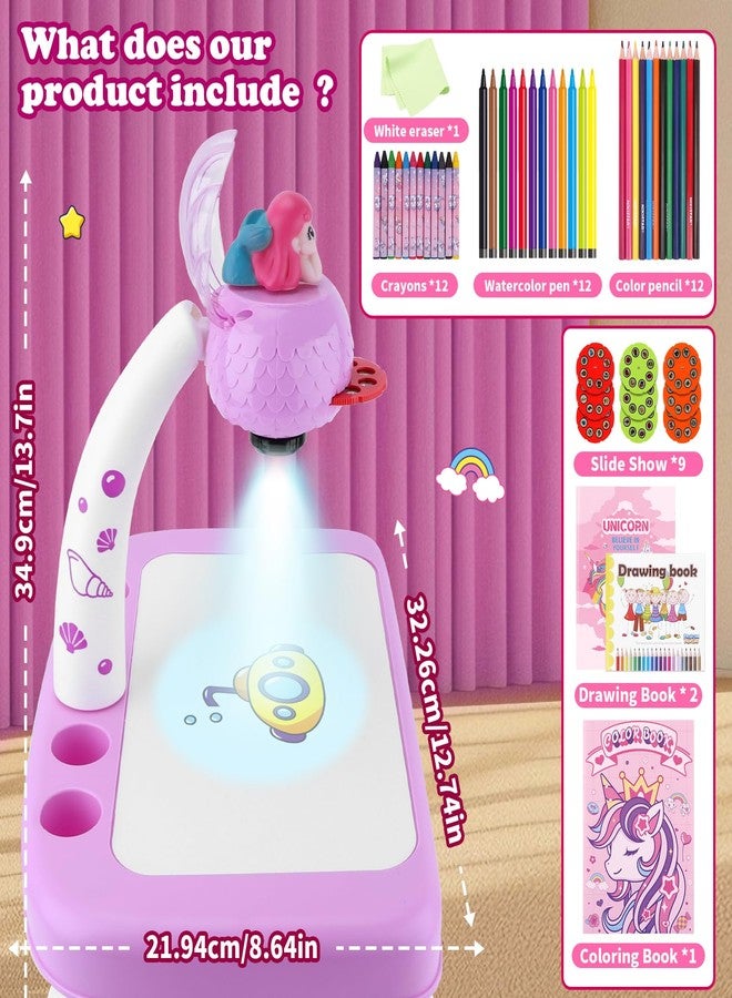 Hoarosall Drawing Projector for Kids, Drawing Board Pad, Color Pens, Pencils, Crayons, Scrapbook etc,Tracing Projector, Ideal Toy for 3+ Year Old Girls (Mermaid Kit) - Image 4